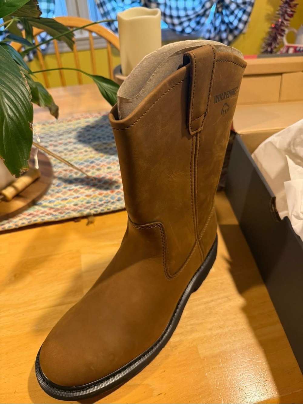 Wolverine Brown Pull-On Cowboy Western Boot